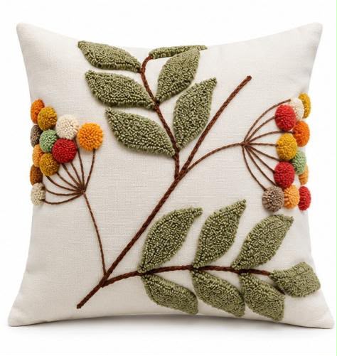 Coussin Brodé Botanique