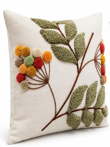 Coussin Brodé Botanique