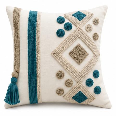 Coussin Brodé Géométrique