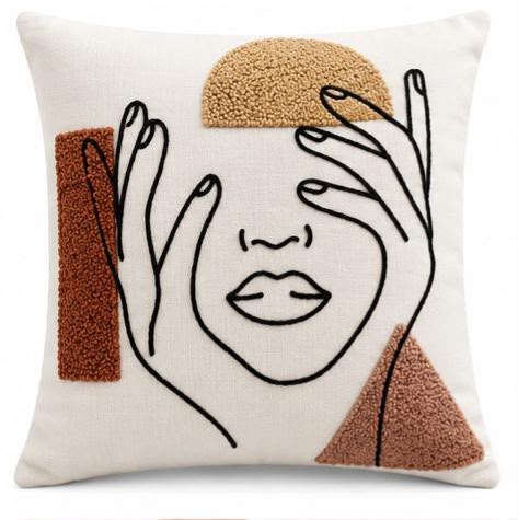 Coussin Brodé Visage