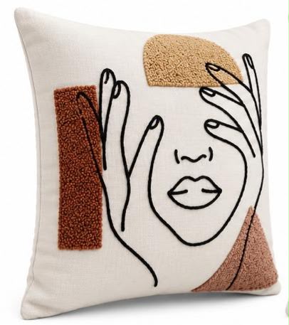 Coussin Brodé Visage