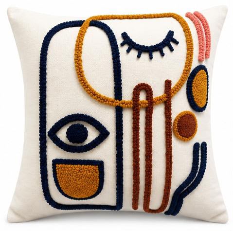 Coussin Brodé Abstrait