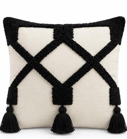 Coussin Brodé Ébène
