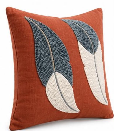 Coussin Brodé Plume
