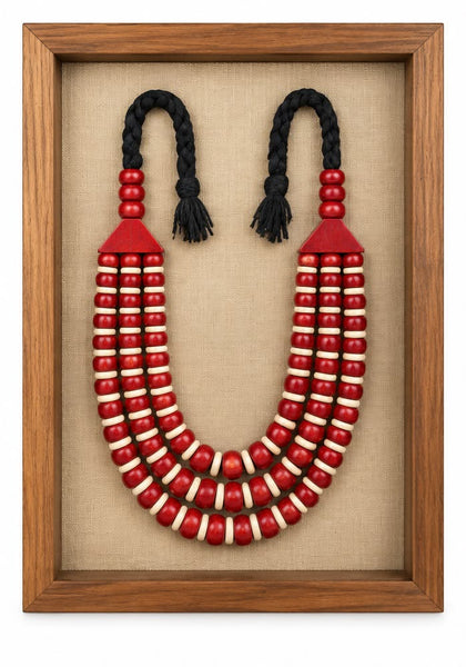 Tableau Collier Tribal Rouge
