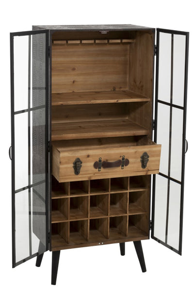 Meuble Bar 1 Tiroir Bois/Verre Noir