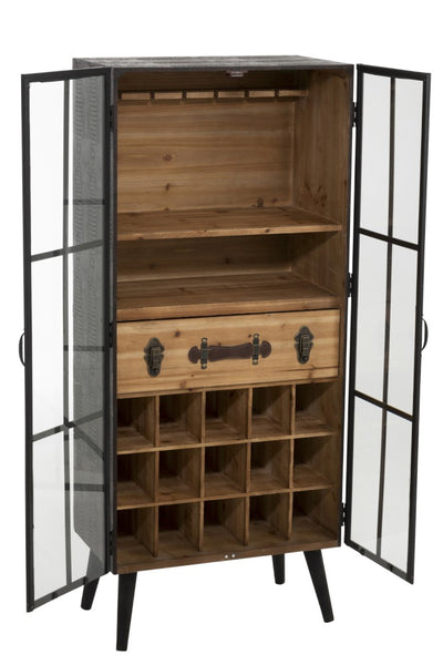 Meuble Bar 1 Tiroir Bois/Verre Noir