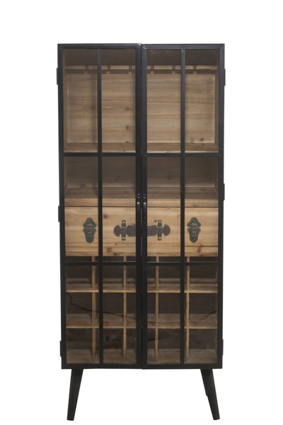 Meuble Bar 1 Tiroir Bois/Verre Noir
