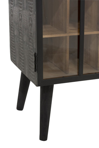 Meuble Bar 1 Tiroir Bois/Verre Noir