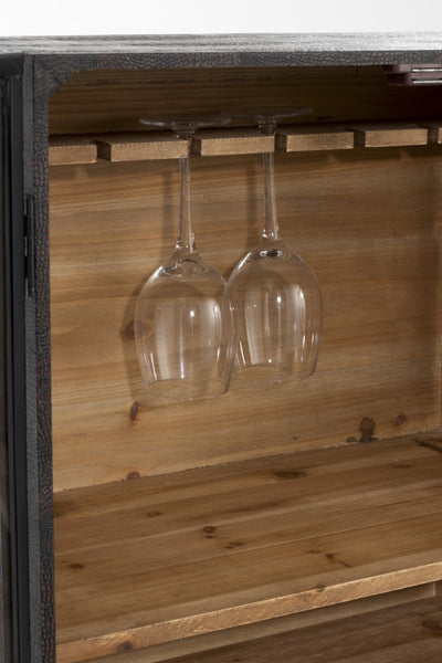 Meuble Bar 1 Tiroir Bois/Verre Noir