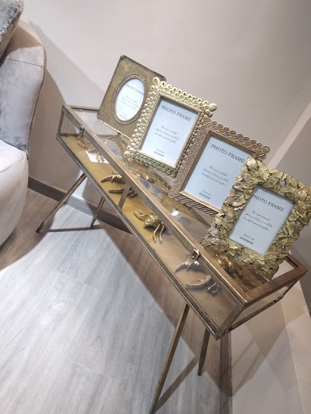 Cabinet Rustica Métal dorée et verre