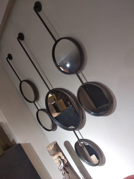Miroir double cercle grand métal dark gris