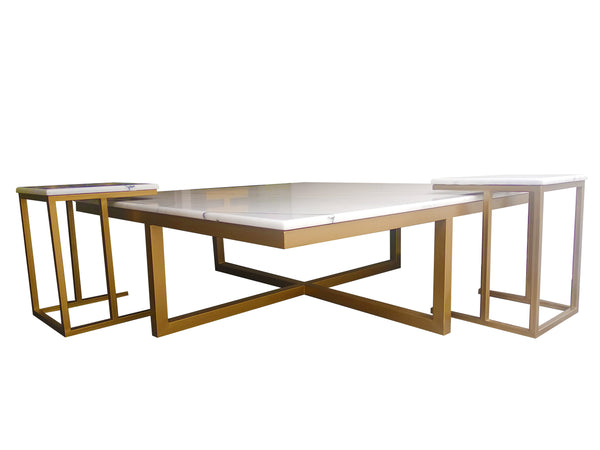 Trio Table Marbre Carré