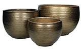 Trio Bolly pots bronze motif