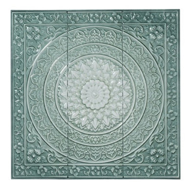 Deco Murale Or Fleur Vert Bleu (91x3x91cm)