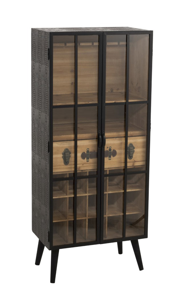 Meuble Bar 1 Tiroir Bois/Verre Noir